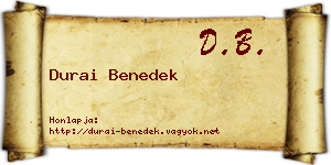 Durai Benedek névjegykártya